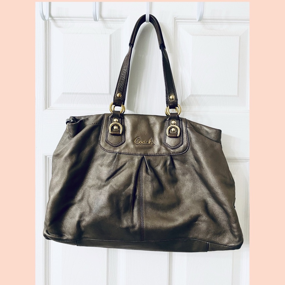 SOLD! COACH Ashley Carry-All Metallic Satchel